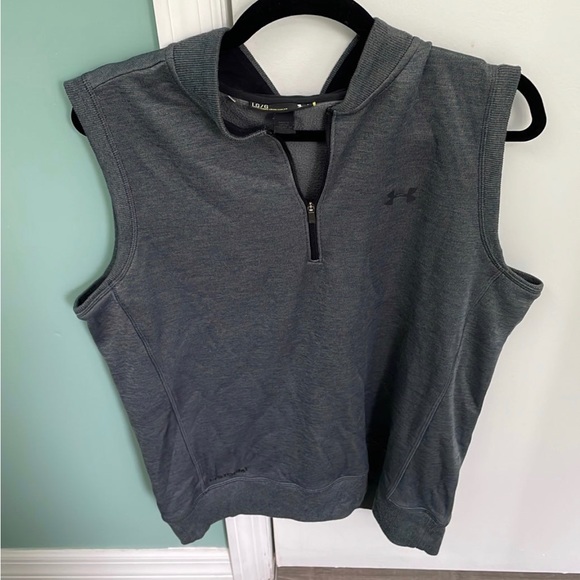 Mens Under Armour Coldgear Loose Zipped Vest Size large dark grey - Picture 1 of 8
